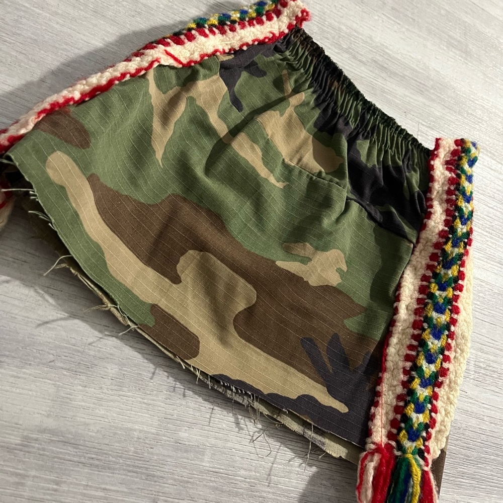 Camouflage Mini Skirt with Colorful Trim
